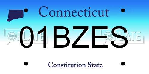 01BZES Connecticut License Plate
