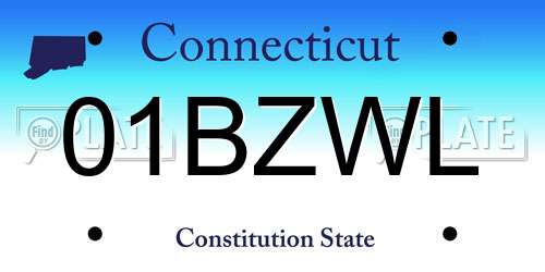 01BZWL Connecticut License Plate