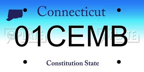 01CEMB Connecticut License Plate