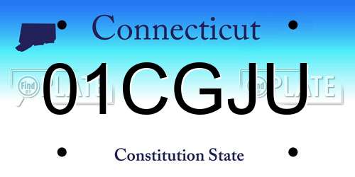 01CGJU Connecticut License Plate