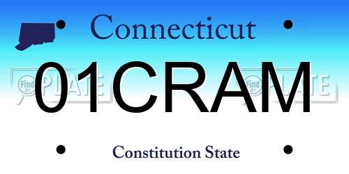 01CRAM Connecticut License Plate