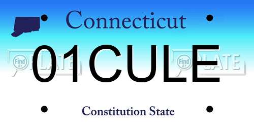 01CULE Connecticut License Plate