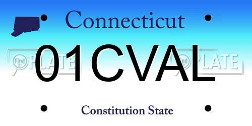 01CVAL Connecticut License Plate