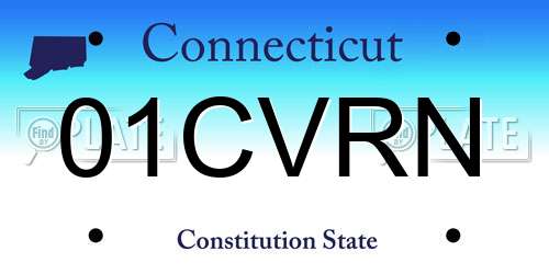 01CVRN Connecticut License Plate