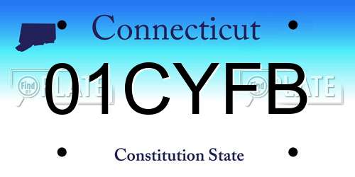 01CYFB Connecticut License Plate