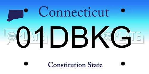 01DBKG Connecticut License Plate