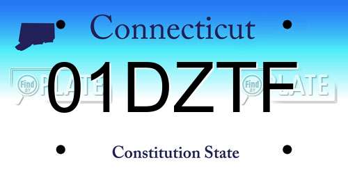 01DZTF Connecticut License Plate