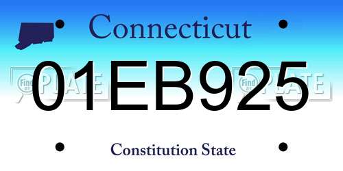 01EB925 Connecticut License Plate