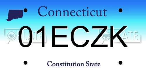01ECZK Connecticut License Plate