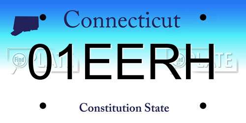 01EERH Connecticut License Plate