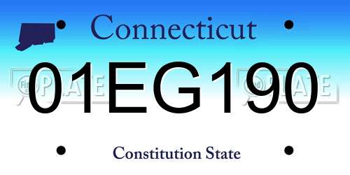 01EG190 Connecticut License Plate