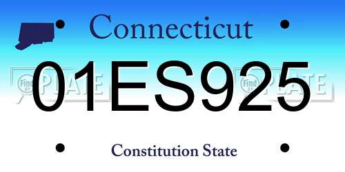 01ES925 Connecticut License Plate