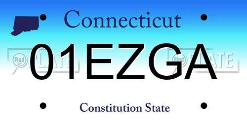 01EZGA Connecticut License Plate