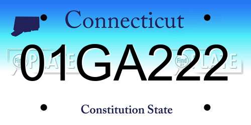 01GA222 Connecticut License Plate