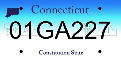 01GA227 Connecticut License Plate