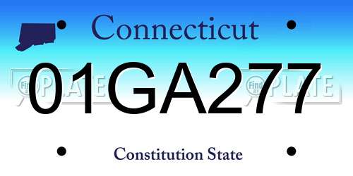01GA277 Connecticut License Plate