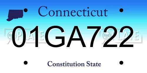 01GA722 Connecticut License Plate