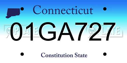 01GA727 Connecticut License Plate