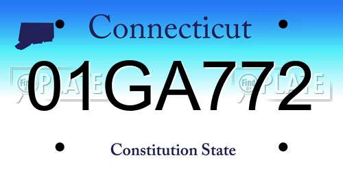 01GA772 Connecticut License Plate