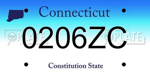 0206ZC Connecticut License Plate