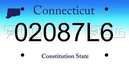 02087L6 Connecticut License Plate