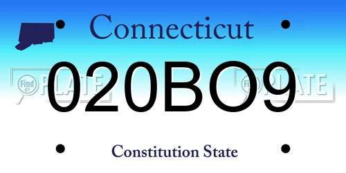 020BO9 Connecticut License Plate