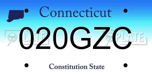 020GZC Connecticut License Plate