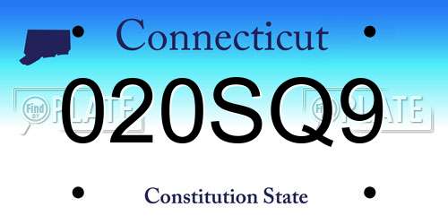 020SQ9 Connecticut License Plate