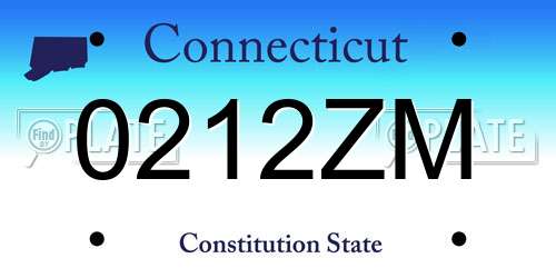 0212ZM Connecticut License Plate