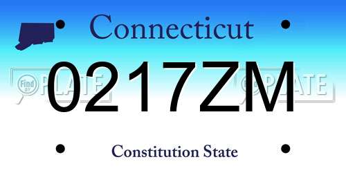 0217ZM Connecticut License Plate