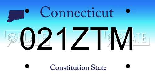 021ZTM Connecticut License Plate