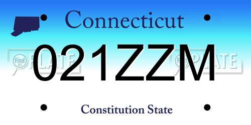 021ZZM Connecticut License Plate
