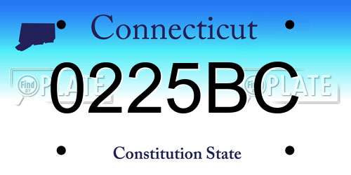 0225BC Connecticut License Plate