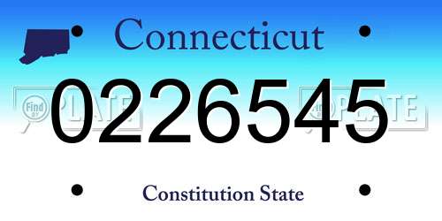 0226545 Connecticut License Plate