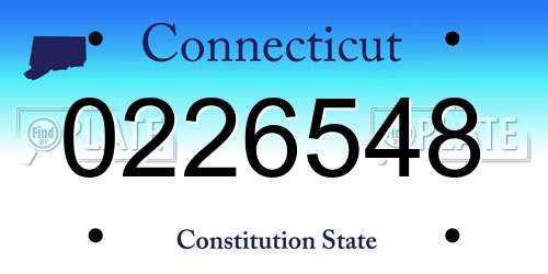 0226548 Connecticut License Plate