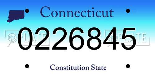 0226845 Connecticut License Plate