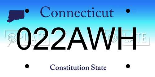 022AWH Connecticut License Plate