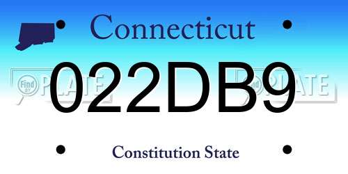 022DB9 Connecticut License Plate