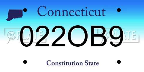 022OB9 Connecticut License Plate