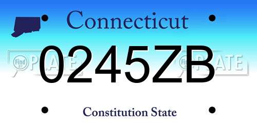 0245ZB Connecticut License Plate