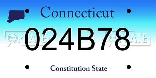024B78 Connecticut License Plate