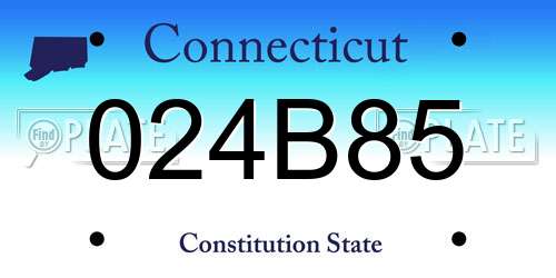 024B85 Connecticut License Plate