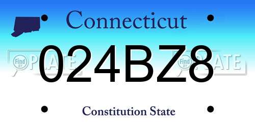 024BZ8 Connecticut License Plate
