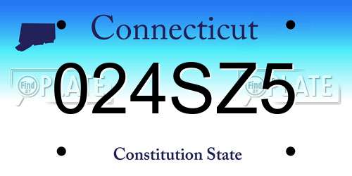 024SZ5 Connecticut License Plate