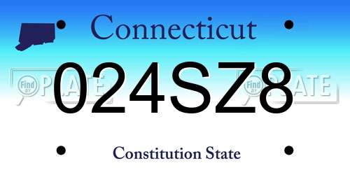 024SZ8 Connecticut License Plate
