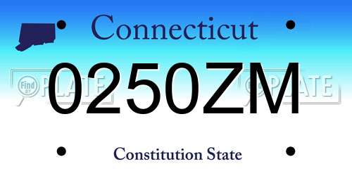 0250ZM Connecticut License Plate