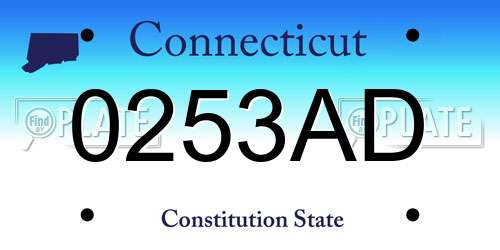 0253AD Connecticut License Plate