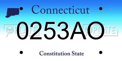 0253AO Connecticut License Plate