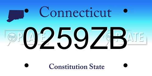 0259ZB Connecticut License Plate