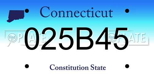 025B45 Connecticut License Plate
